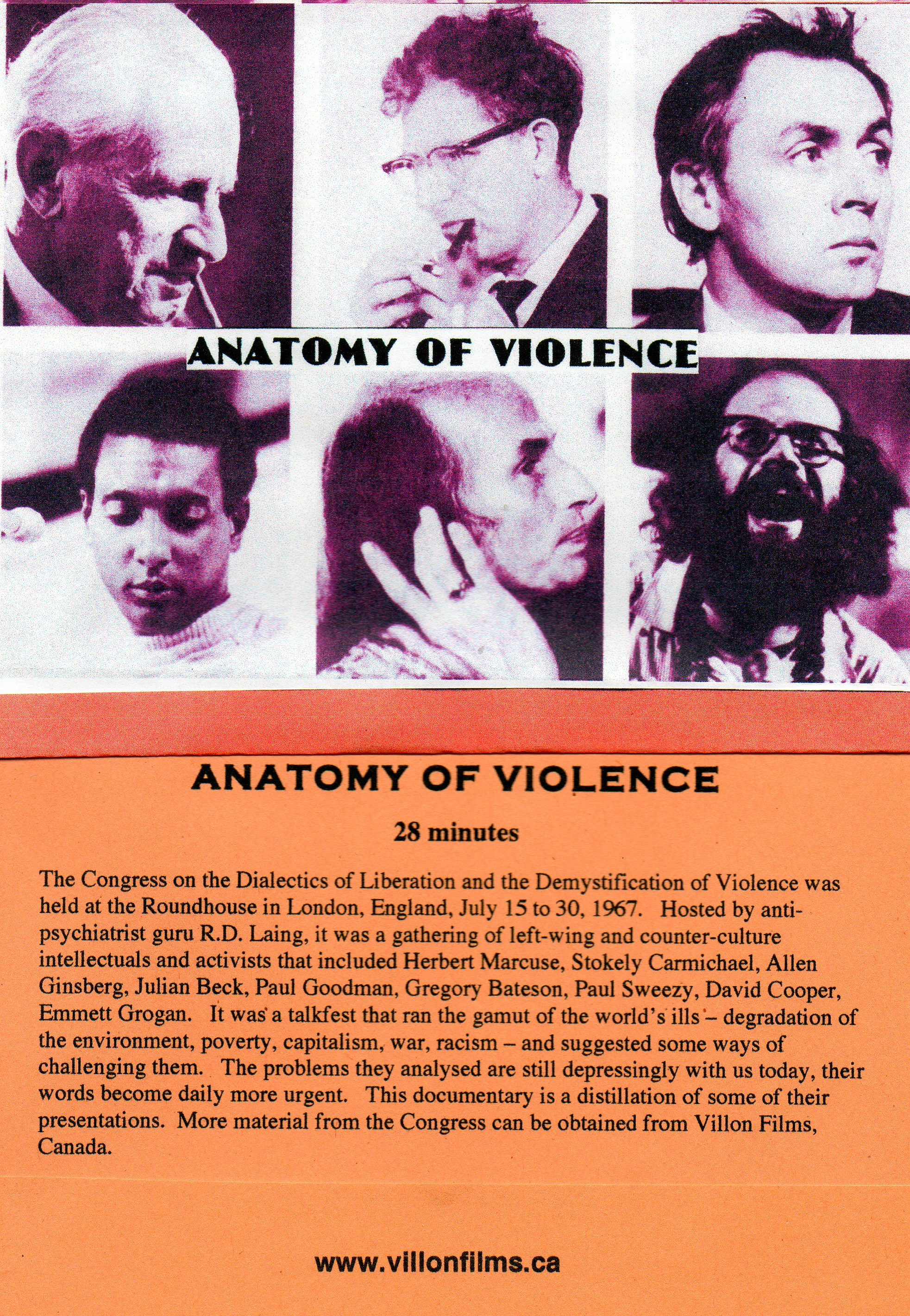 Dialectics Of Liberation - Anatomy Of Violence - VHS Sleeve.