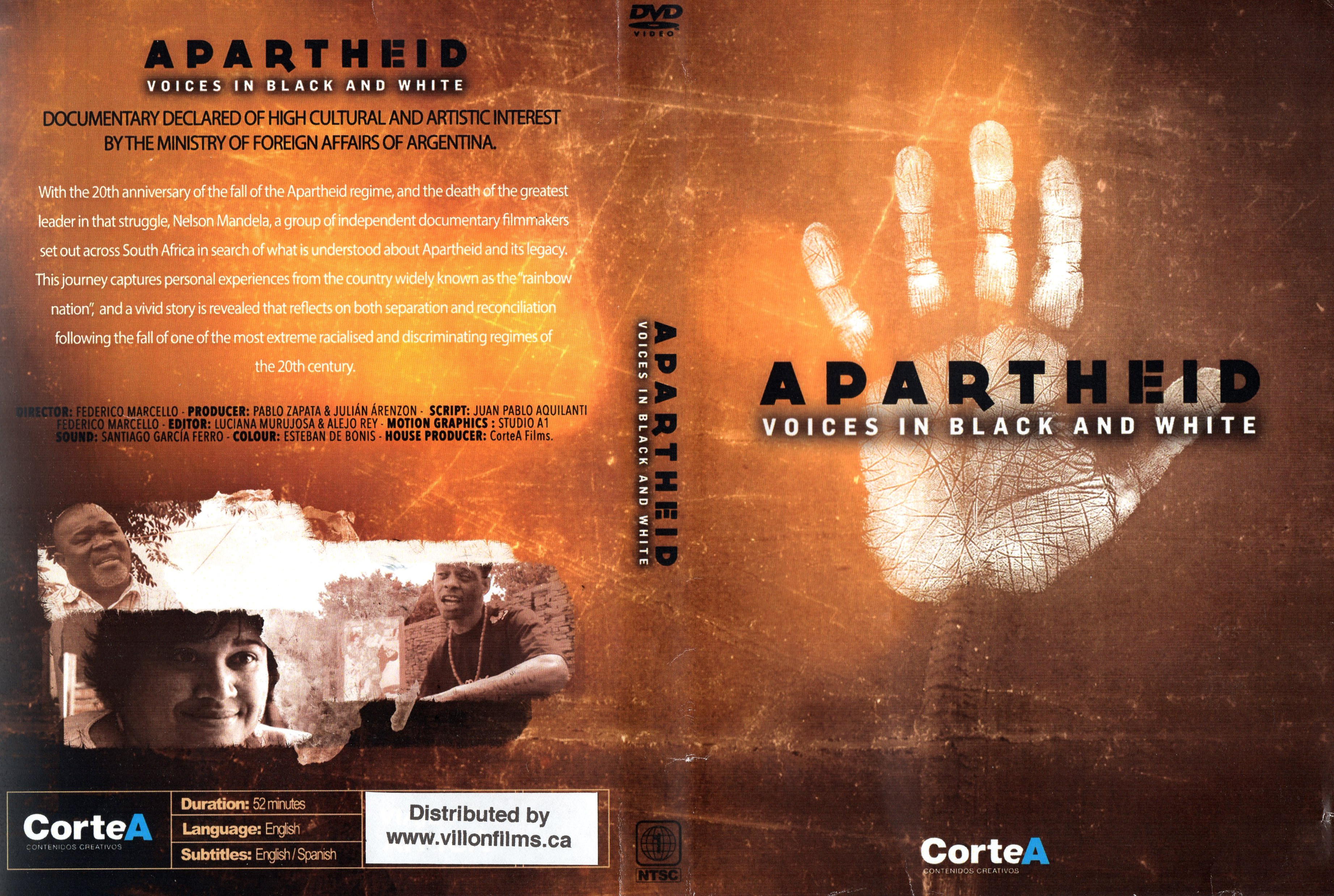 Apartheid: Voices In Black & White - DVD Sleeve.