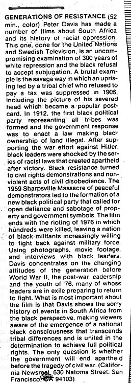 Generations of Resistance - Review clipping.