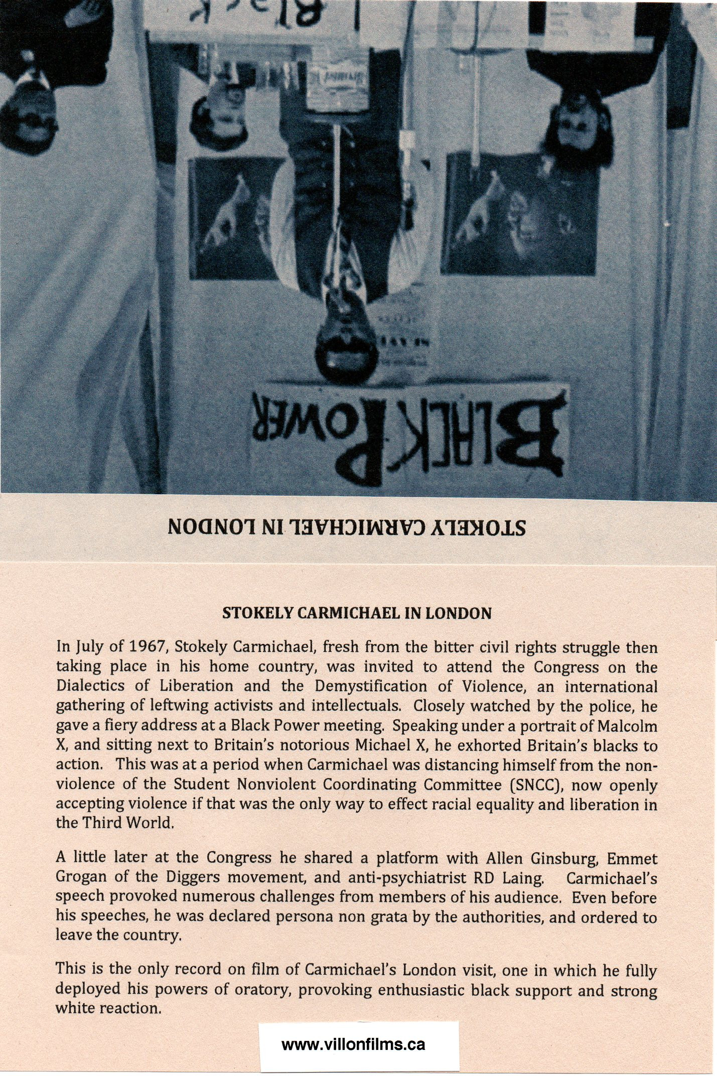 Dialectics Of Liberation - Stokely Carmichael - VHS Sleeve.