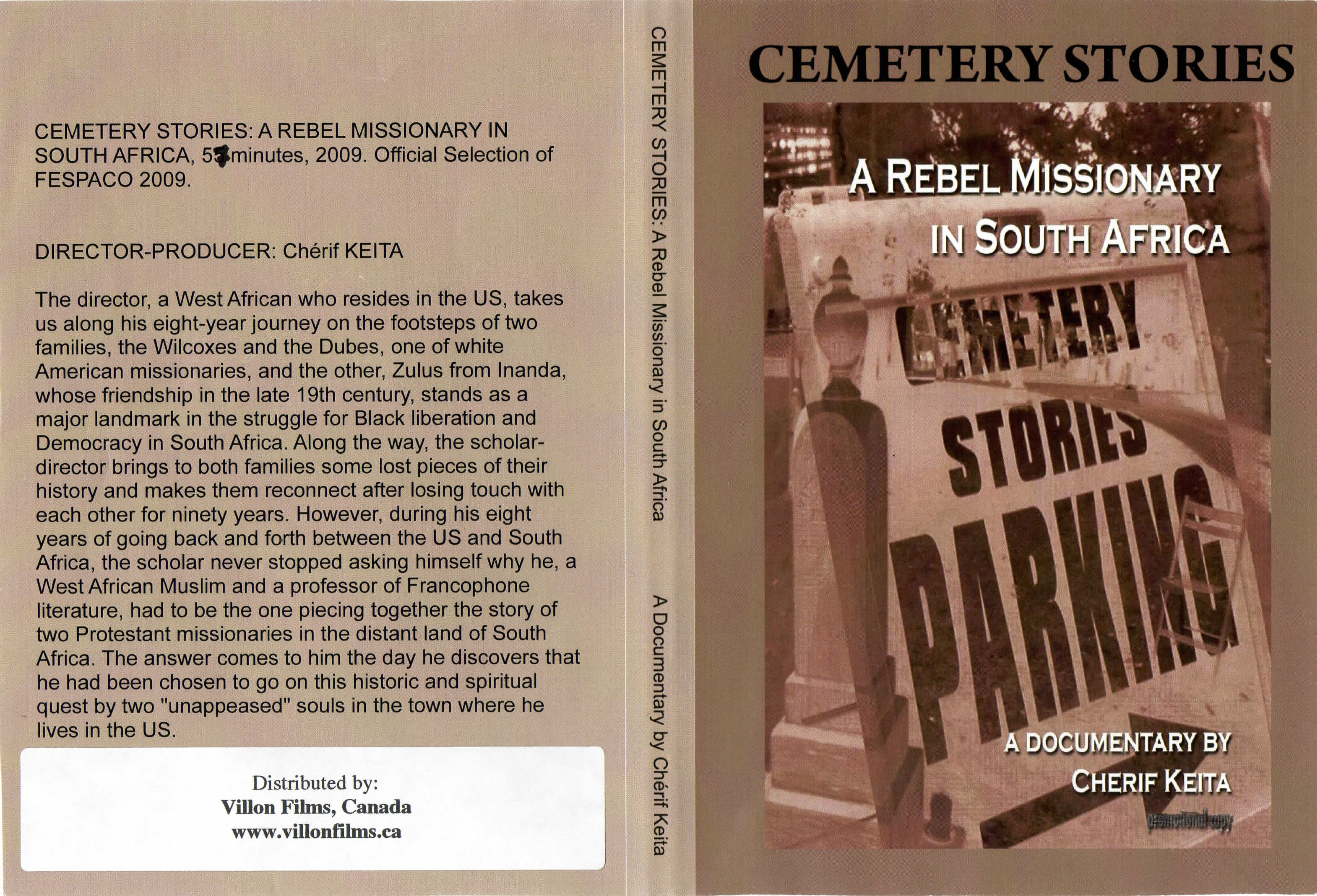 Cemetery Stories - A Rebel Missionary In South Africa - DVD Sleeve.