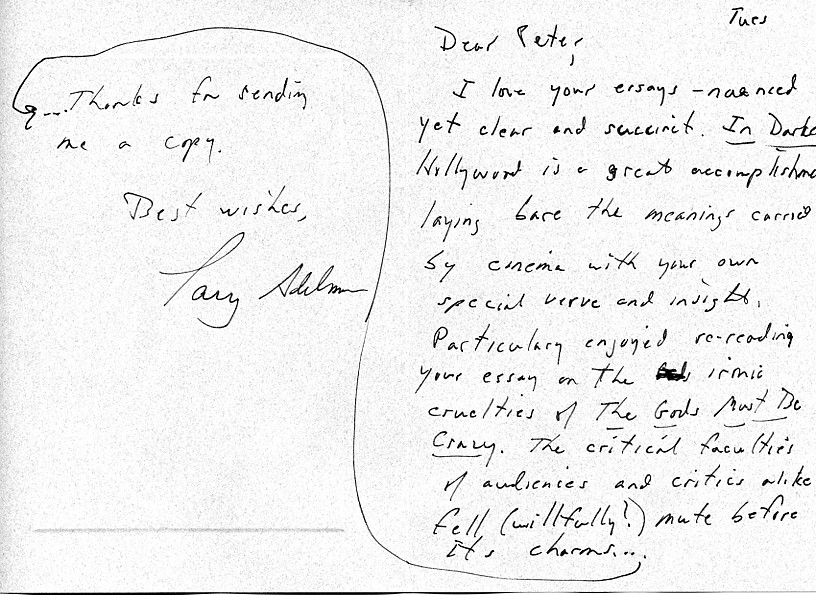 Letter to Peter Davis from Larry Adelman.