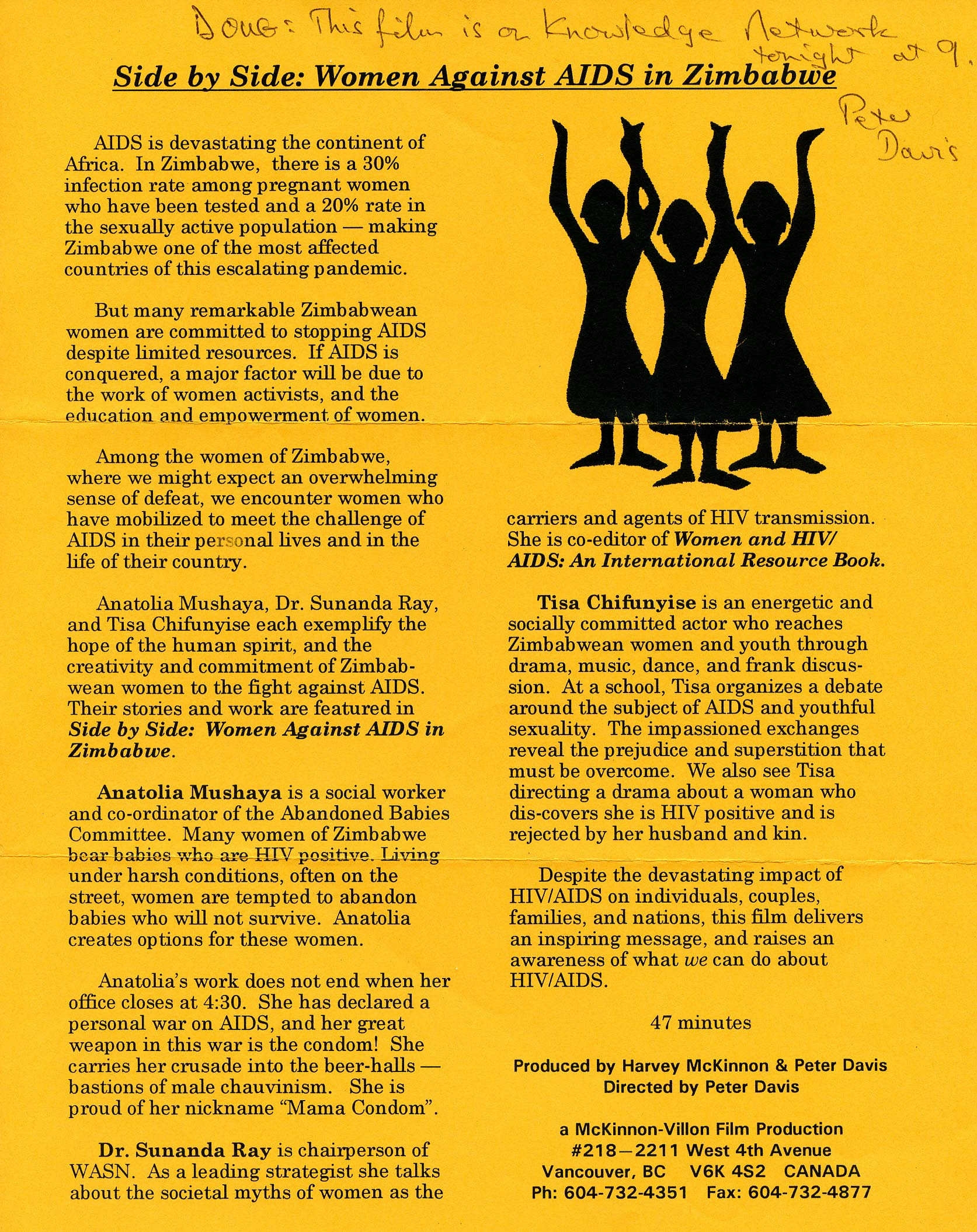 Side By Side: Women Against AIDS in Zimbabwe - Poster.