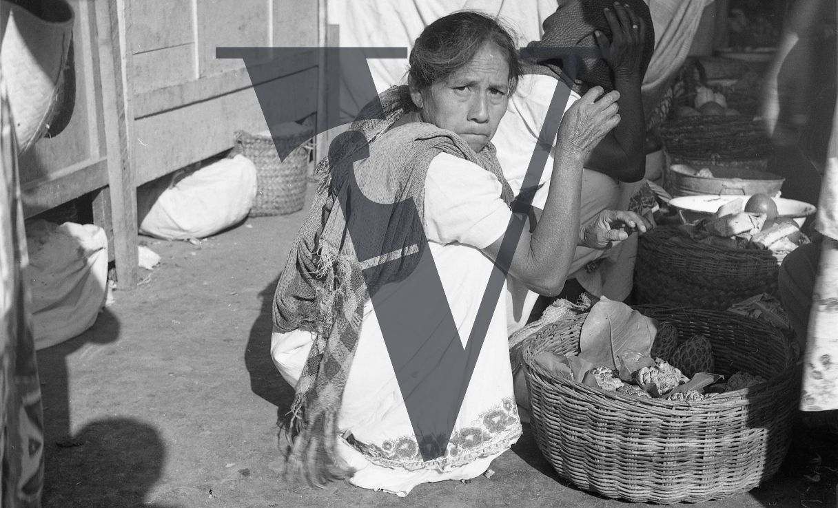 Mexico, Woman at market, portrait.