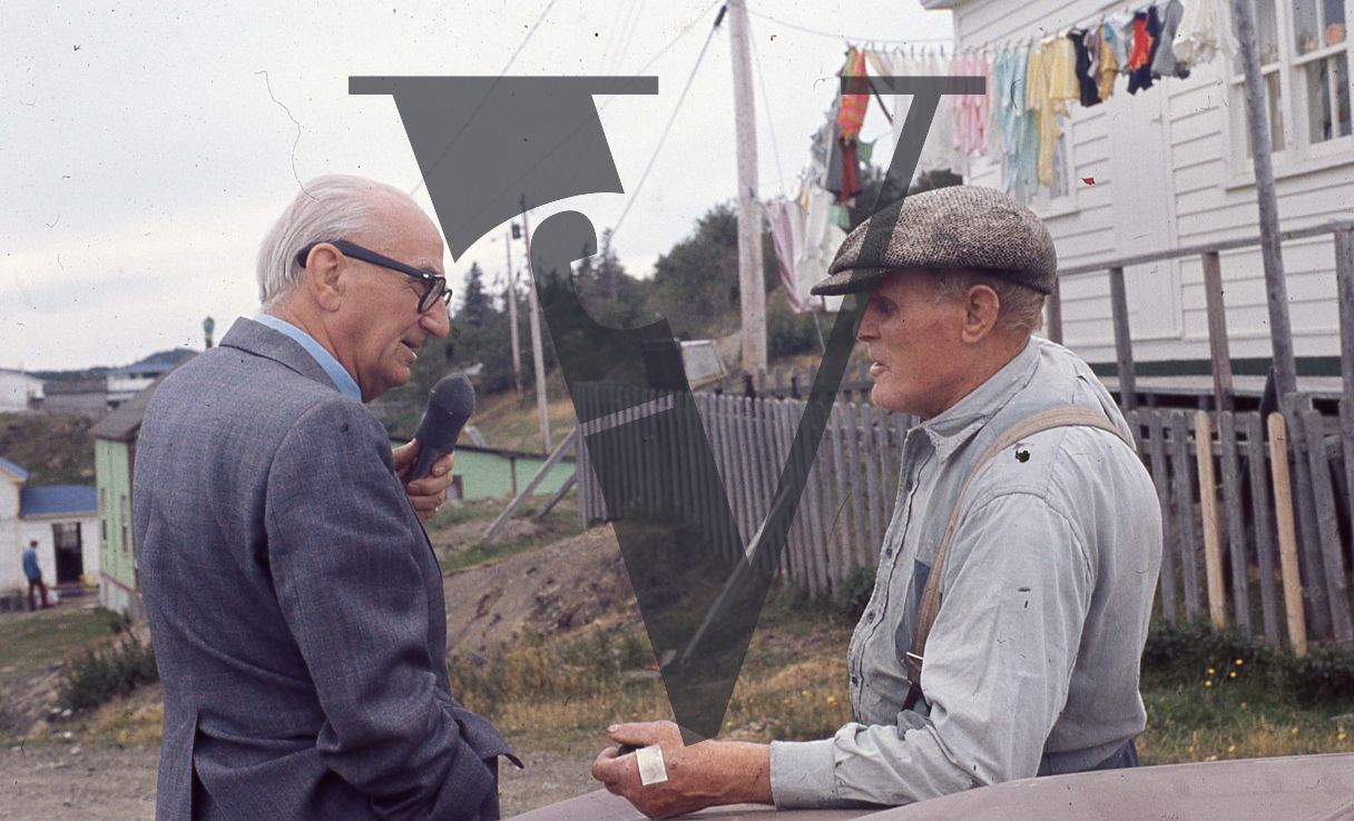 Newfoundland, Smallwood campaign, interviewing old man.