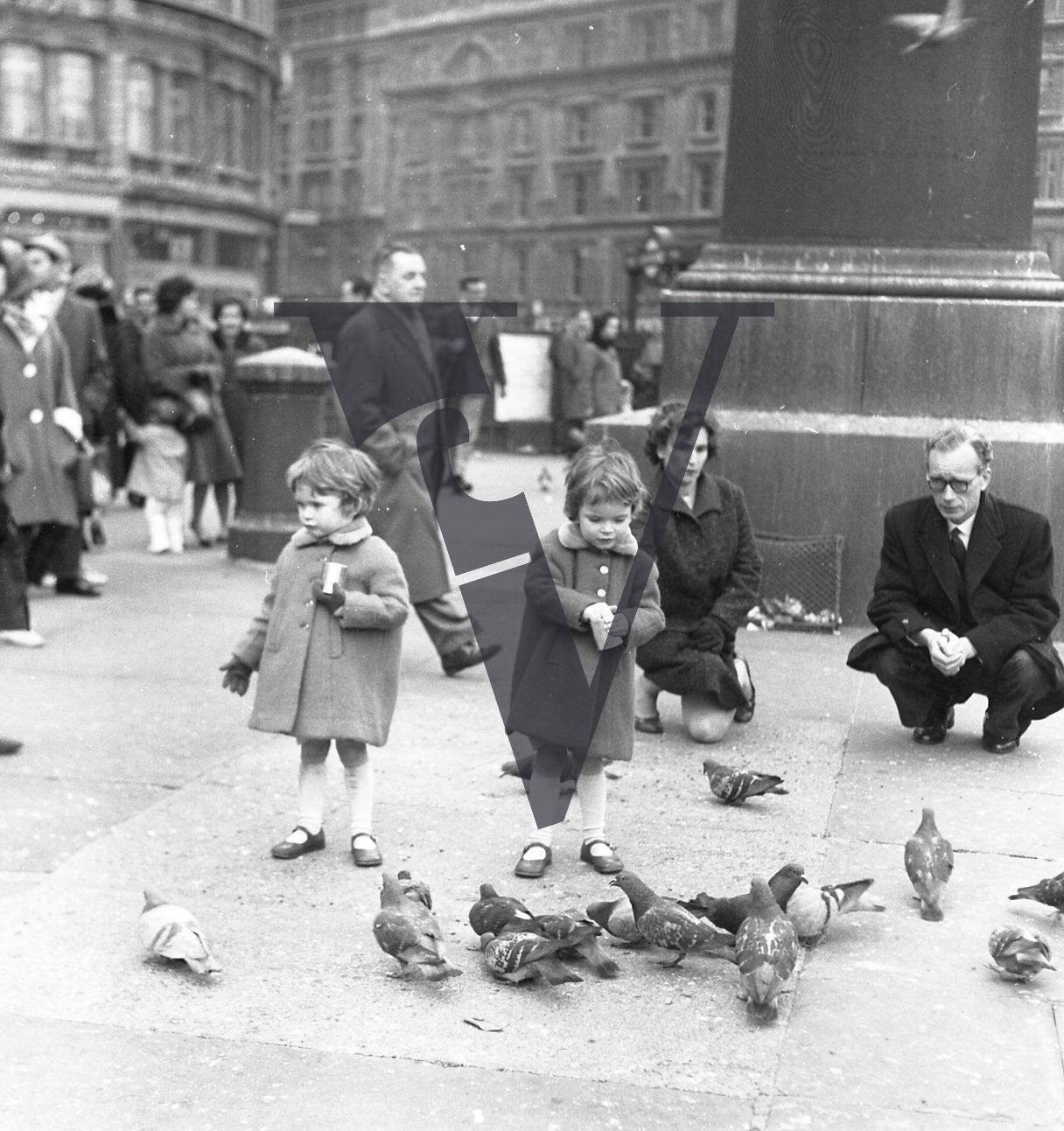 Anti-Apartheid Demo, Trafalgar Square, Children Feeds Pigeons.