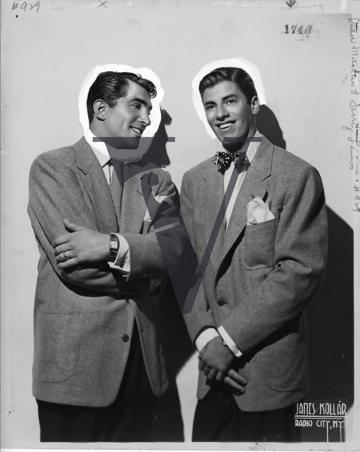 Dean Martin and Jerry Lewis, portrait, mid-shot.