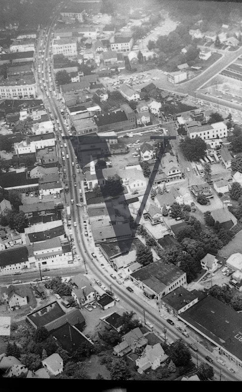 Aerial shot of Borscht Belt town.