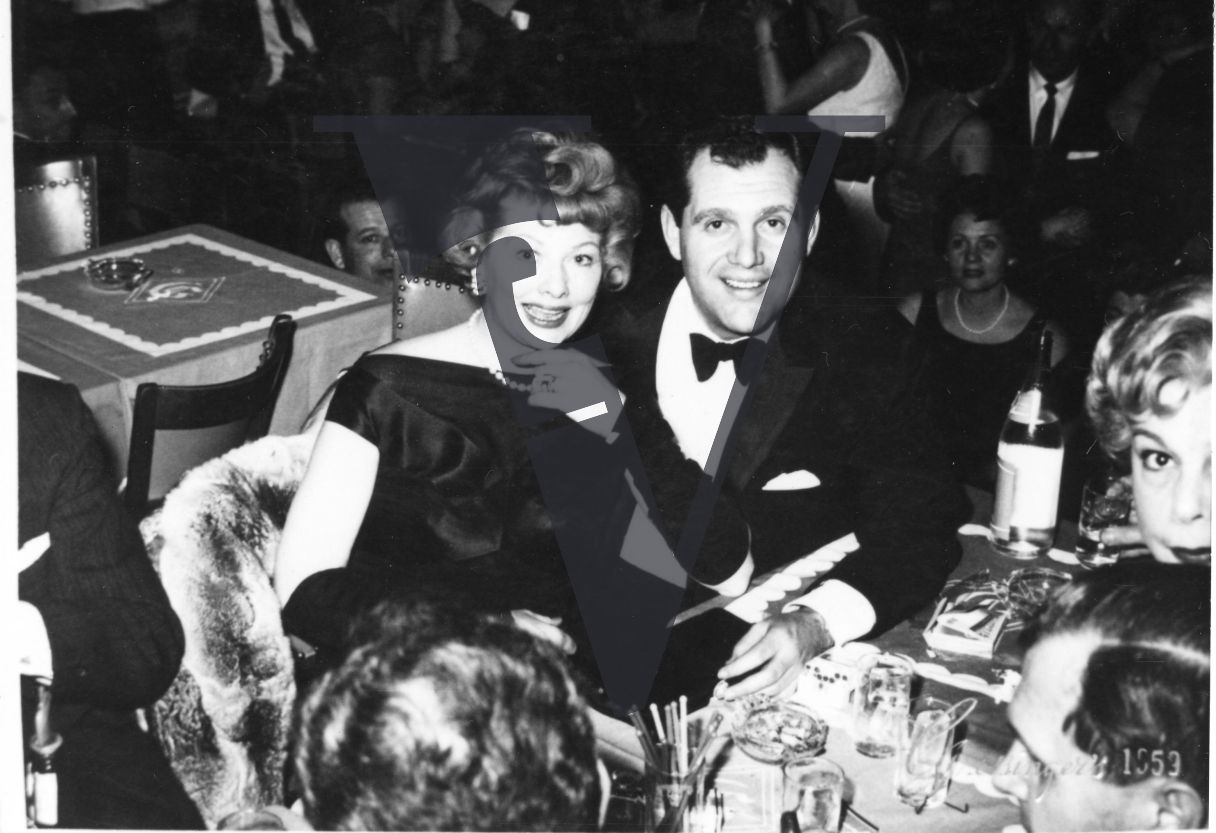 Alan King and Lucille Ball, actors, party, portrait.