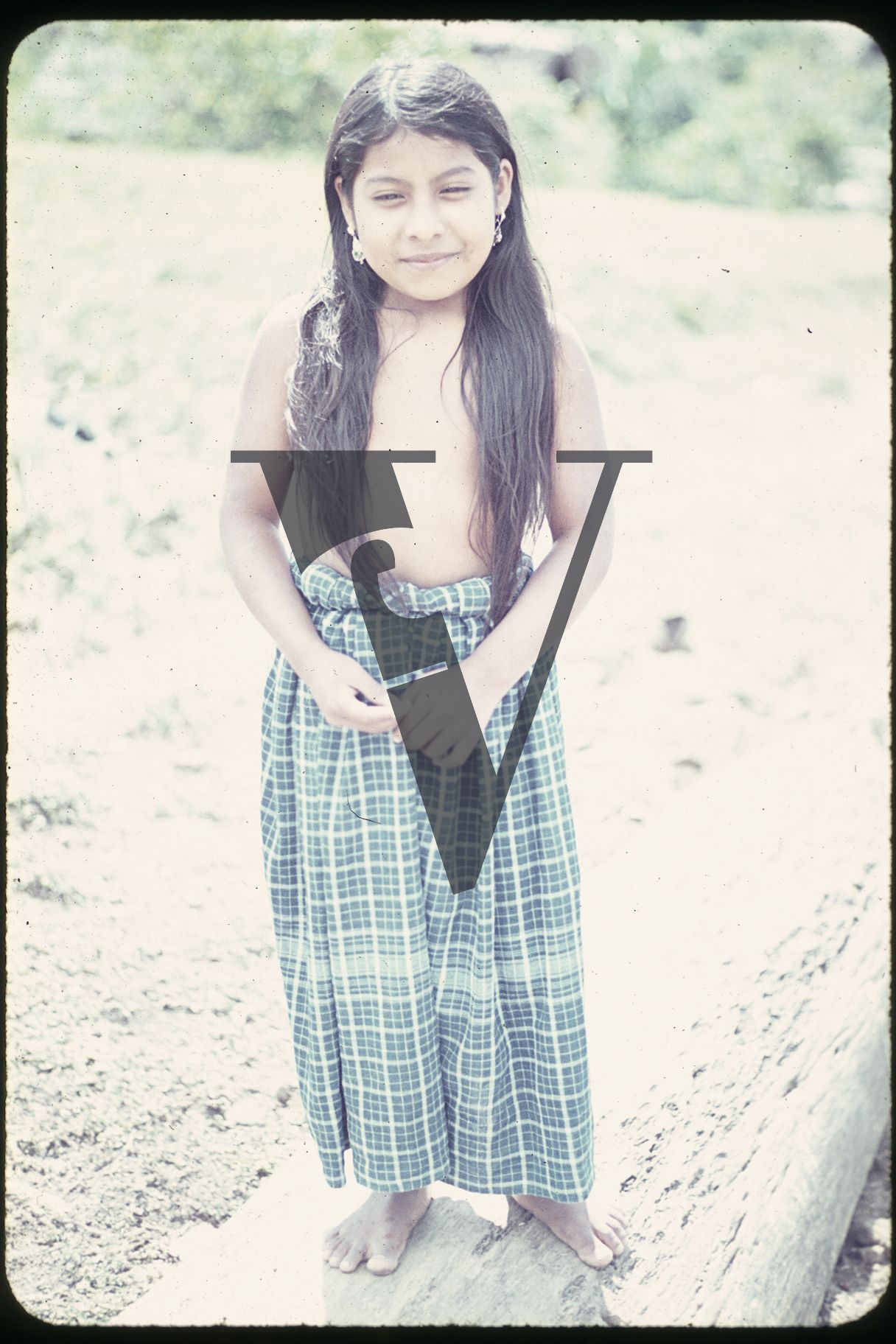 Belize, portrait, Kekchi, small girl smiling.