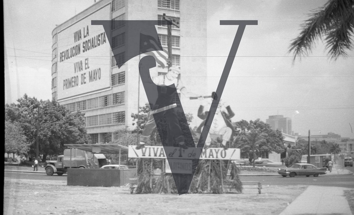 Cuba, Havana Carnival, billboards and sculpture, Anti-American.