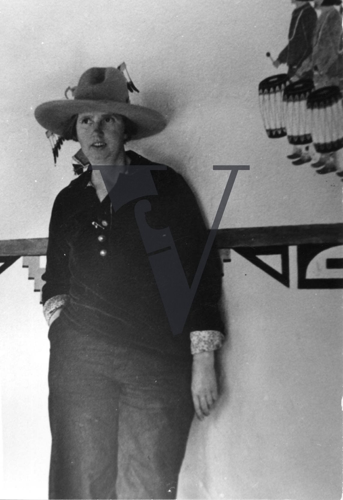 Taos, New Mexico, American Painter Dorothy Brett, in Western clothes, portrait.