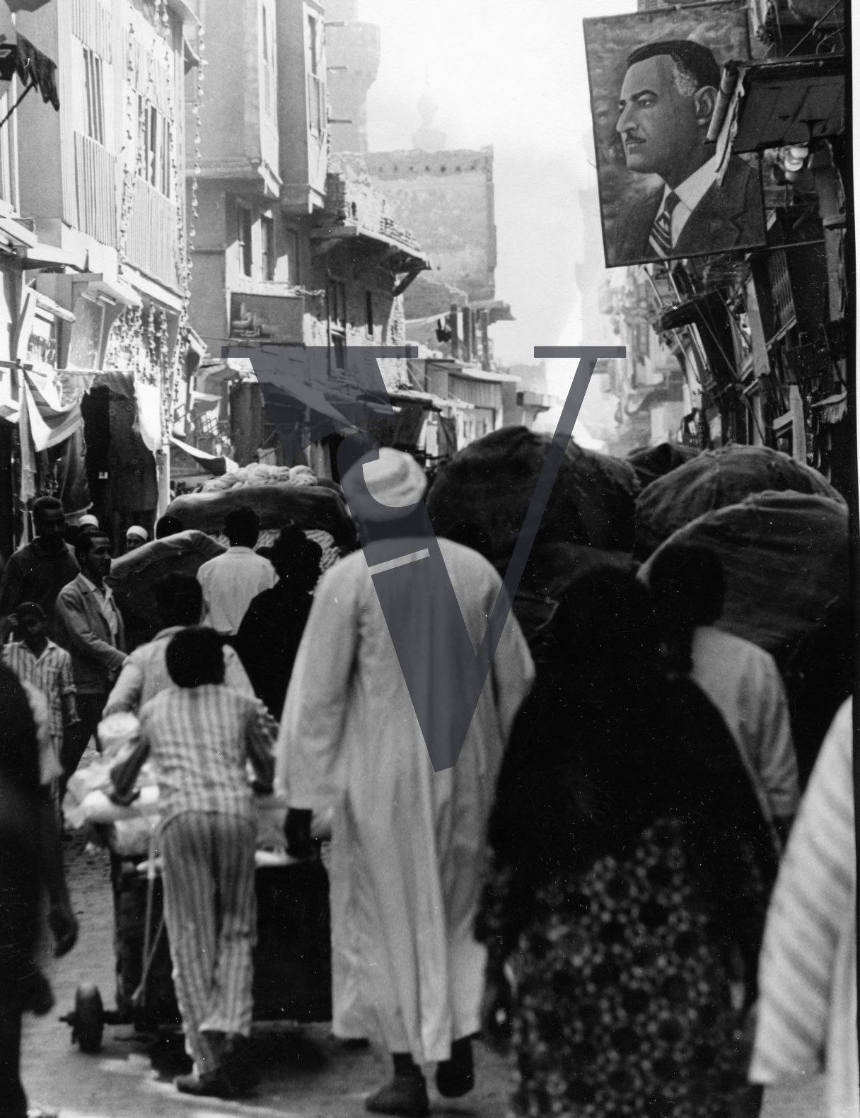 Egypt, street scene, bustling, Nasser poster.