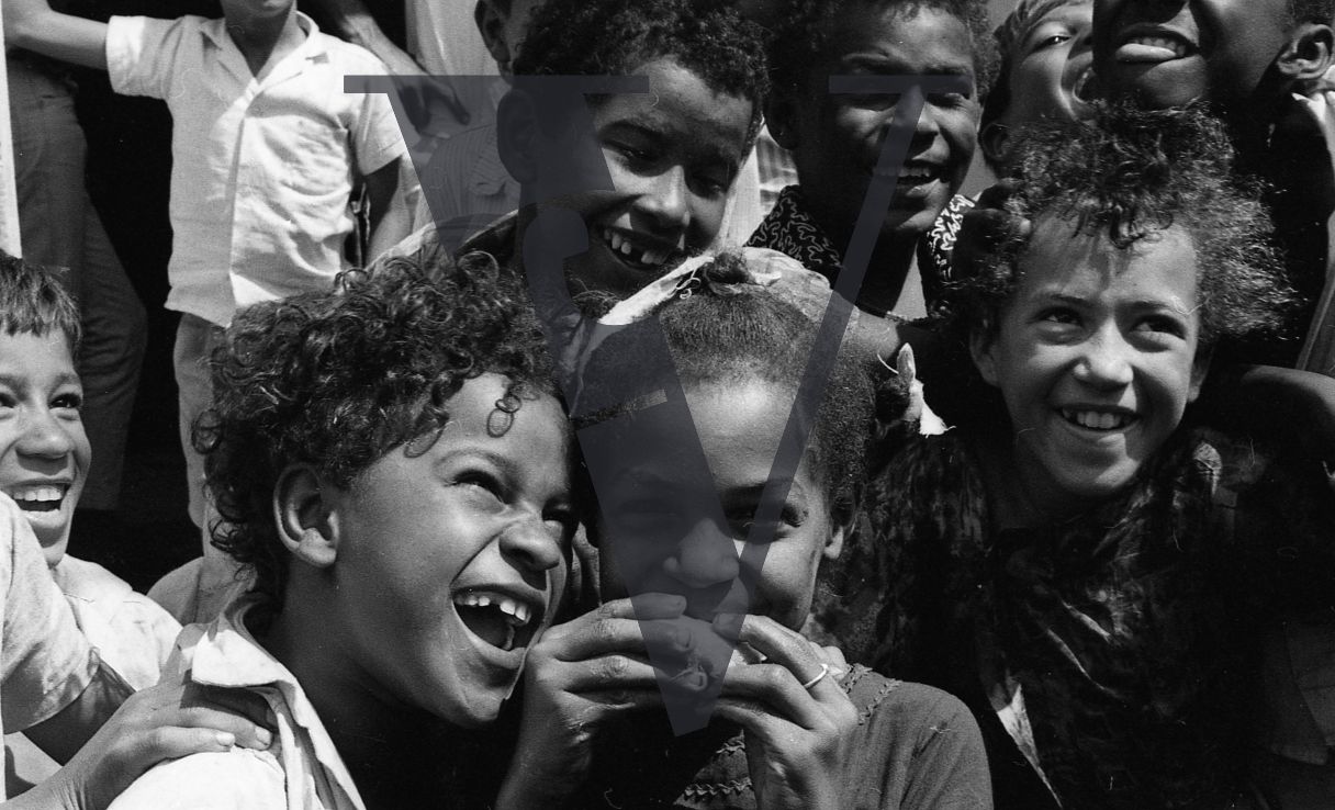 Dominican Republic, children, gang, laughing, portrait.