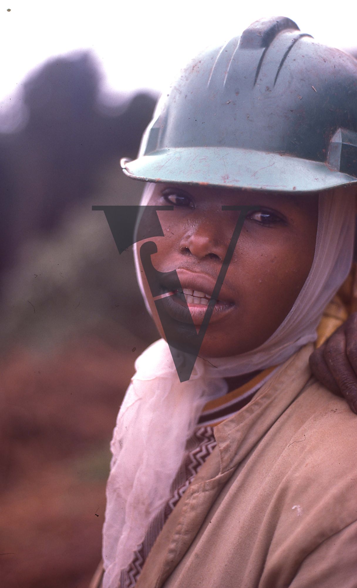 Eswatini, (formerly Swaziland), forestry workers, woman, portrait, helmet.