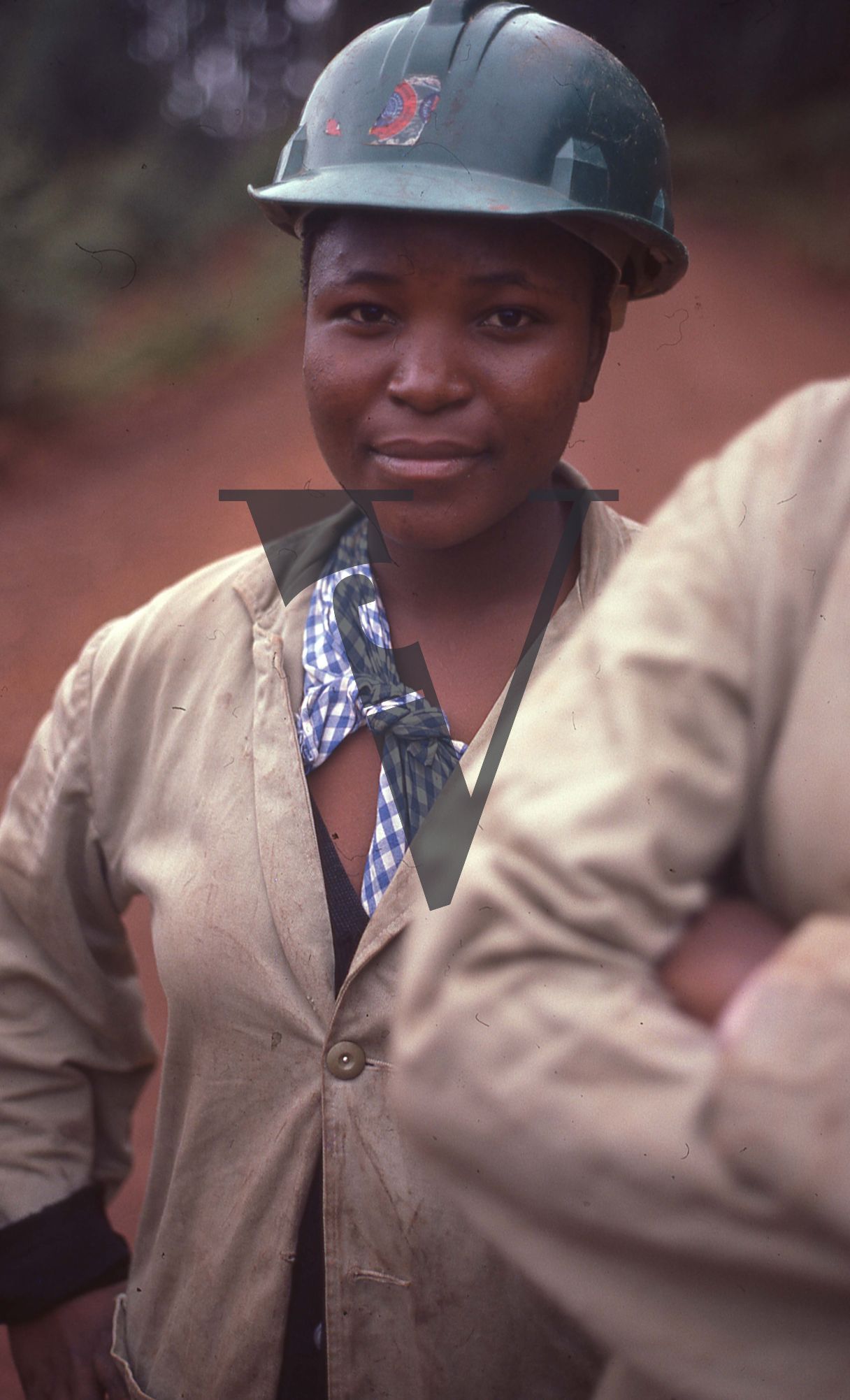 Eswatini, (formerly Swaziland), forestry workers, woman, portrait, neck scarf.