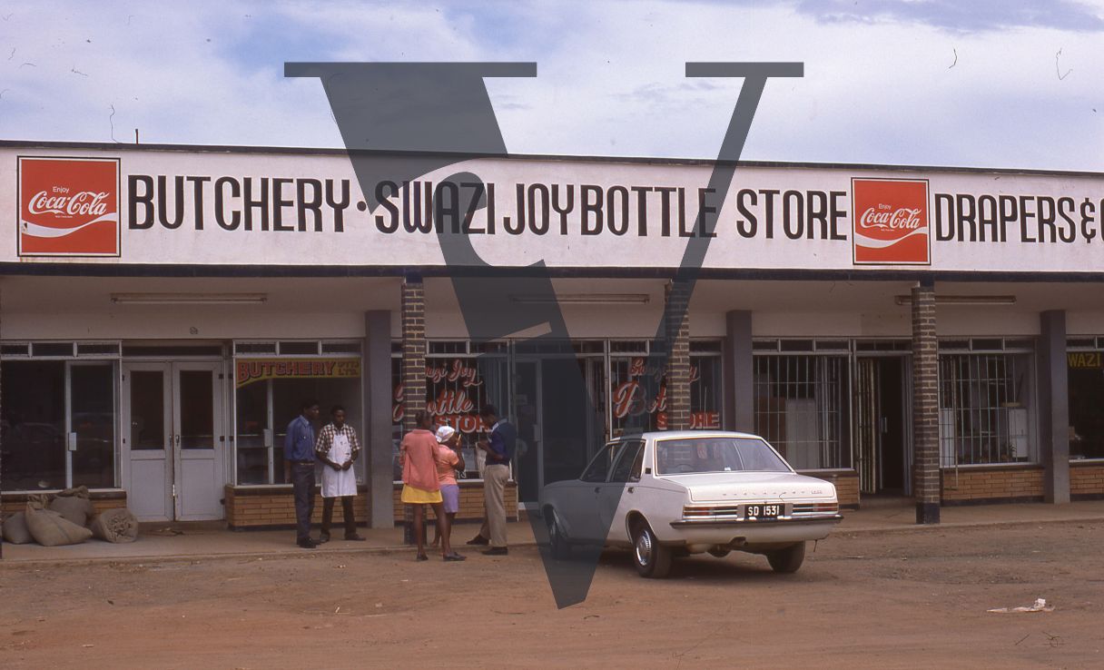 Eswatini, (formerly Swaziland), street scene, shop, Swazi Joy Bottle Store.