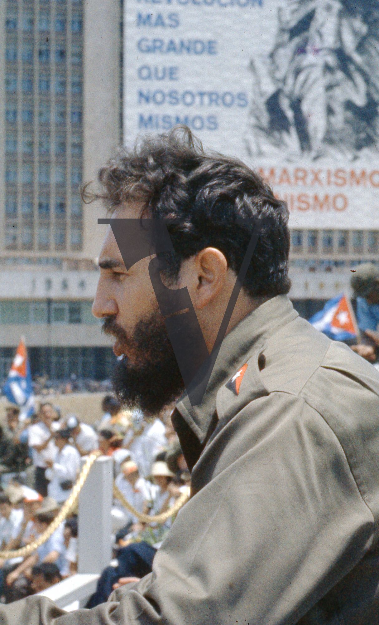 Cuba, Havana, Fidel Castro speech, close-up.