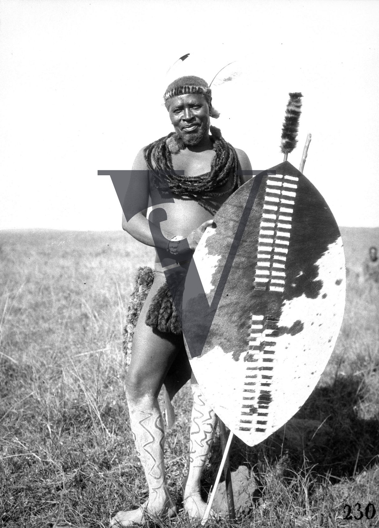 Siliva the Zulu, Production still, warrior with shield.