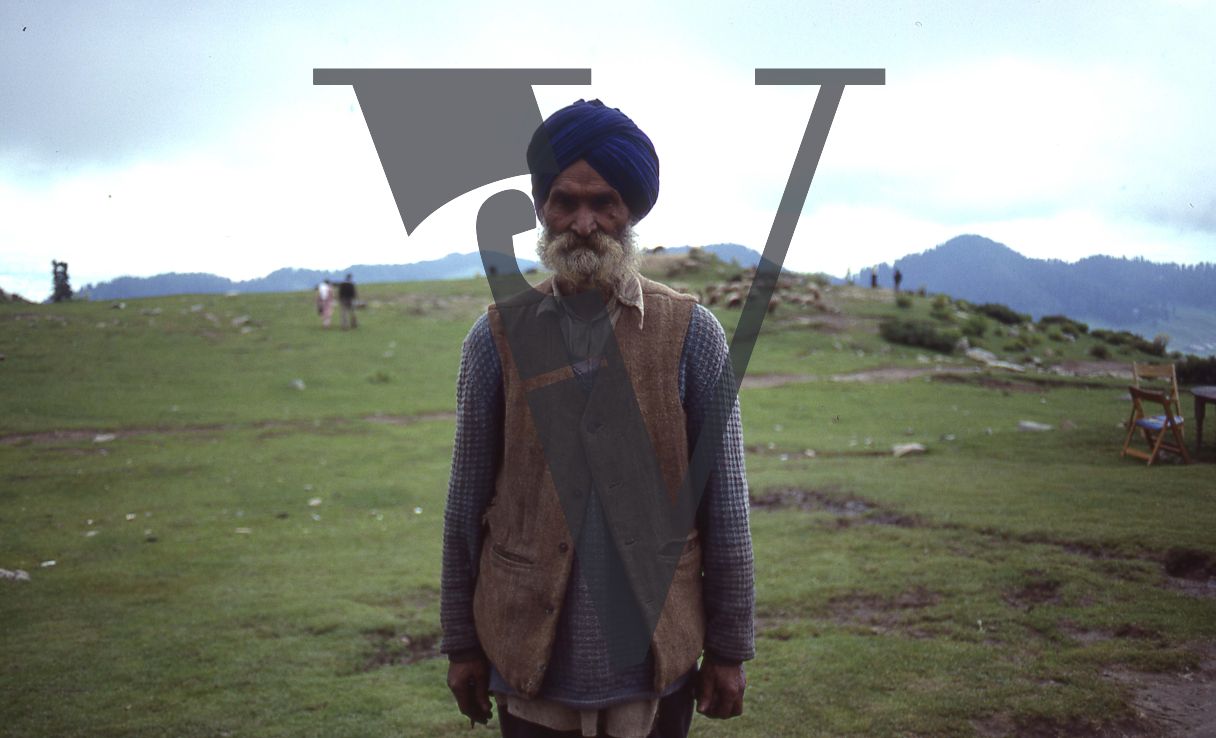 Kashmir, Farmer in countryside, portrait.
