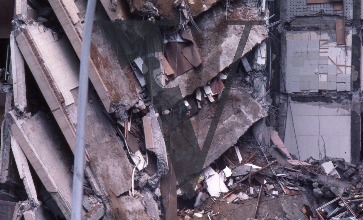 Lebanon, US Embassy Bombing, April 18, Beirut, close-up, collapsed building.