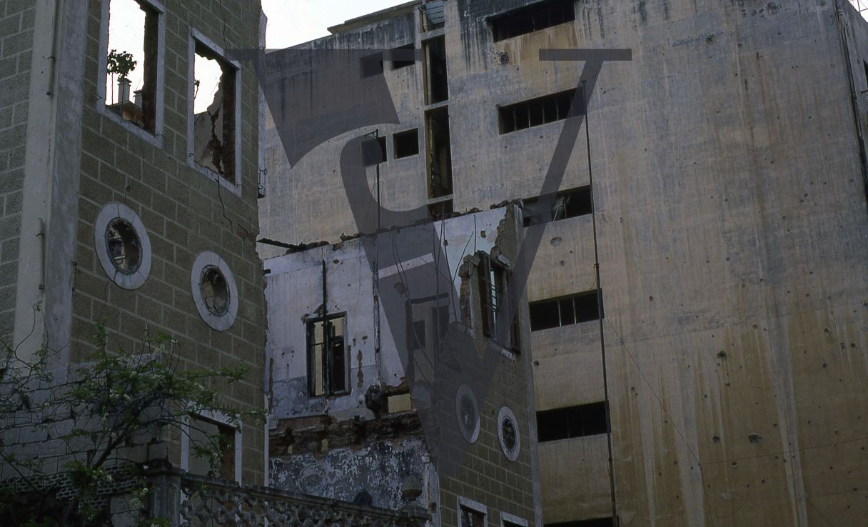 Lebanon, Beirut, War damaged concrete.