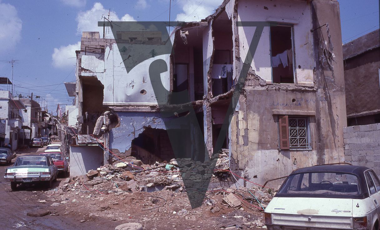 Lebanon, Beirut, Blown apart, war damaged building.