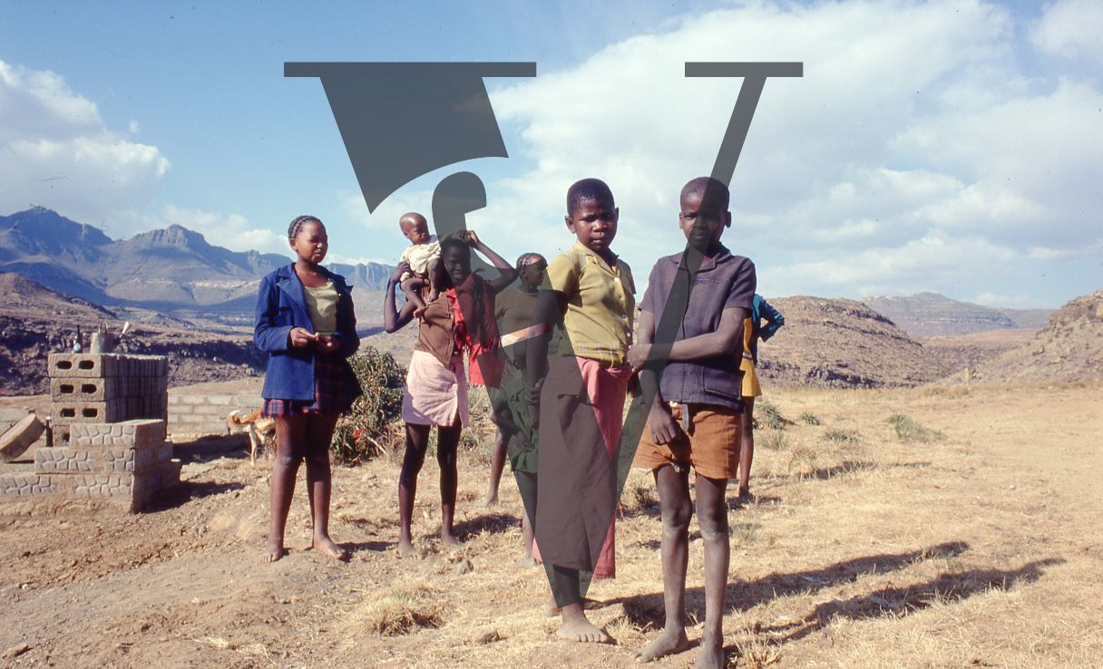 Lesotho, children pose for camera, portarit.
