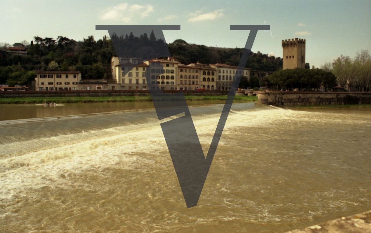 Italy, Bandiera per la Pace, Florence, river, Arno, dam.