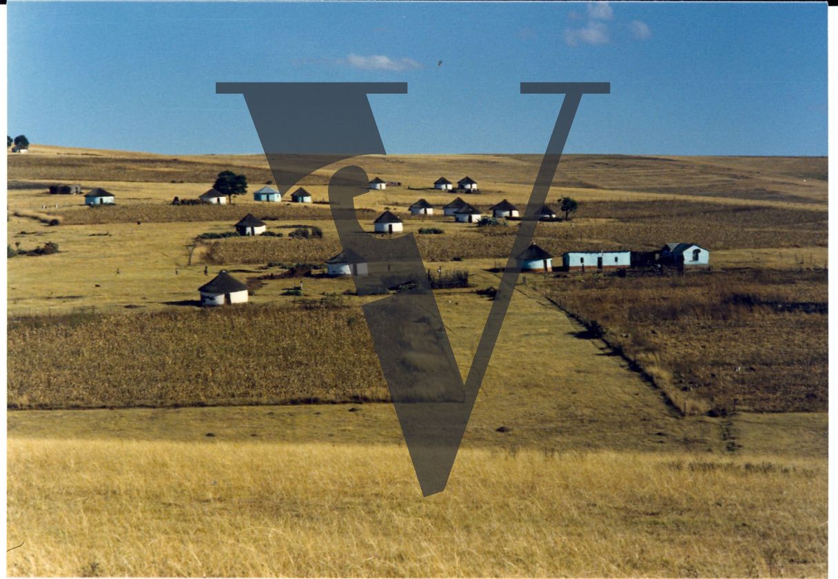 South Africa, Qunu and Transkei, landscape, traditional Xhosa huts.