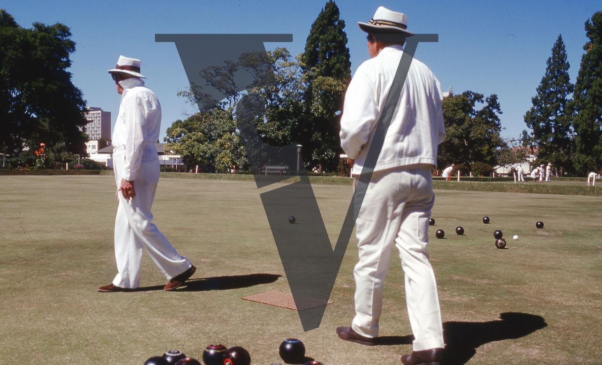 Rhodesia, Salisbury City Bowling Club, bowlers, bowling green, full shot.
