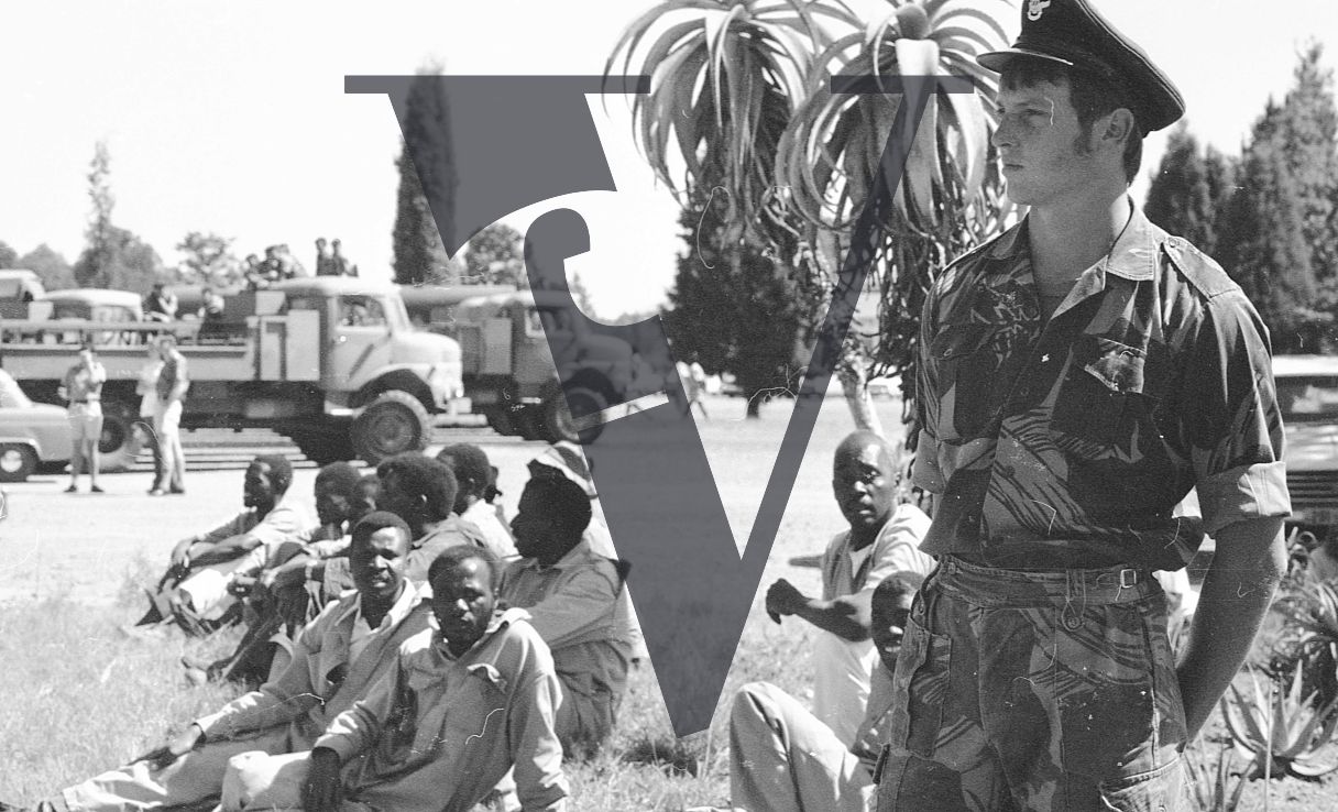 Rhodesia, Rhodesian Light Infantry, passing out ceremony, ranked soldier, mid-shot.