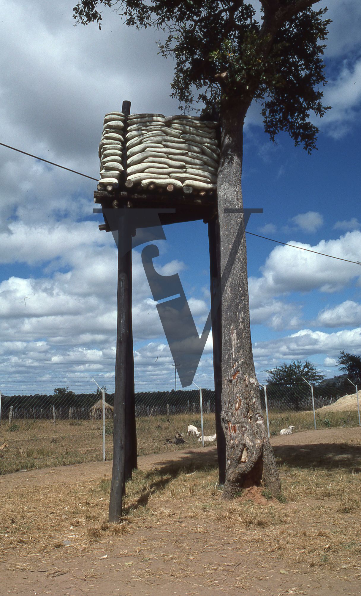 Rhodesia, “protected village”, gun tower, full shot.