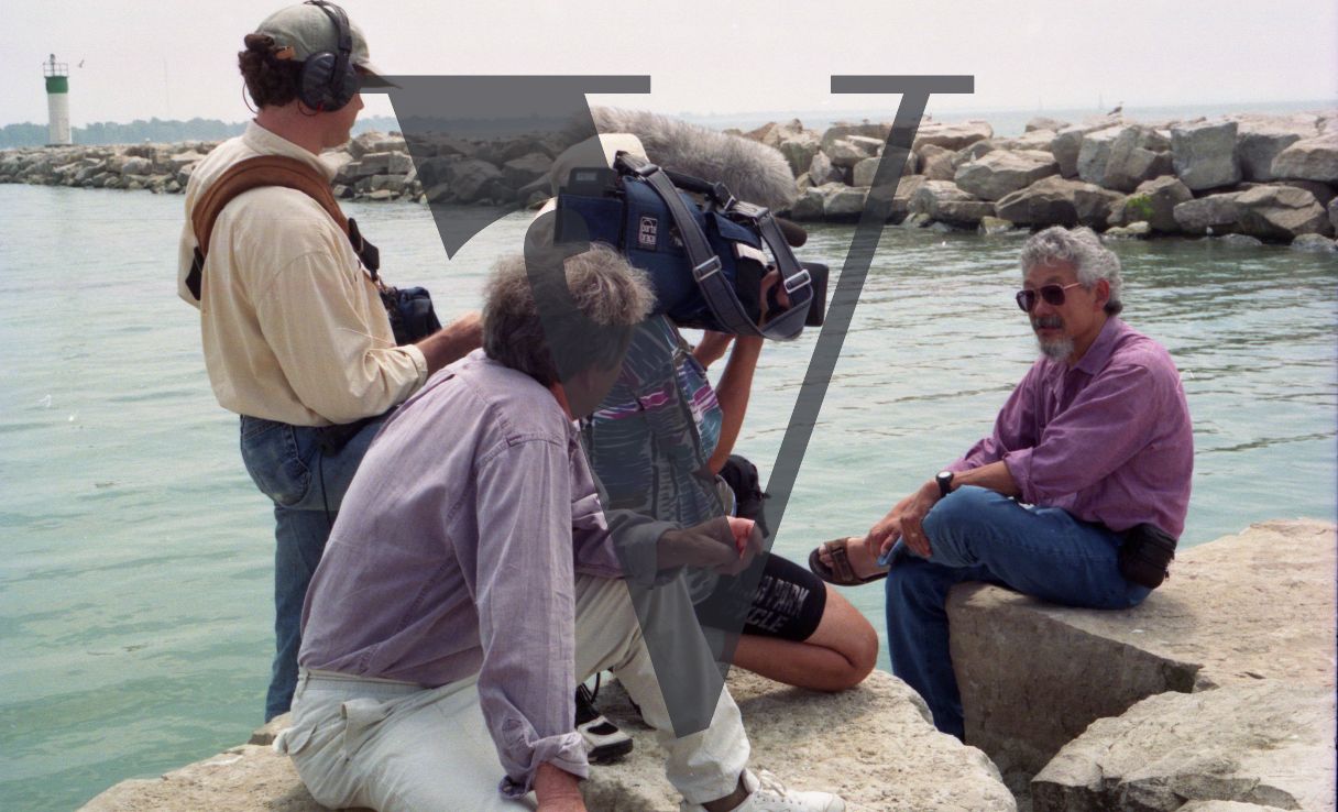 Ontario, Film crew, behind the scenes, Peter Davis, David Suzuki, Lake side.
