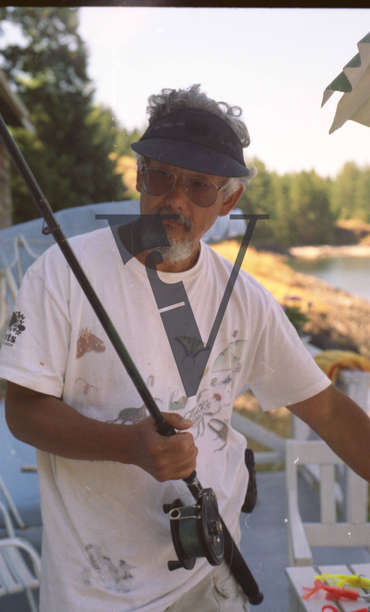 Osoyoos, Okanagan Valley, British Columbia, Davd Suzuki fishing rod, portrait.