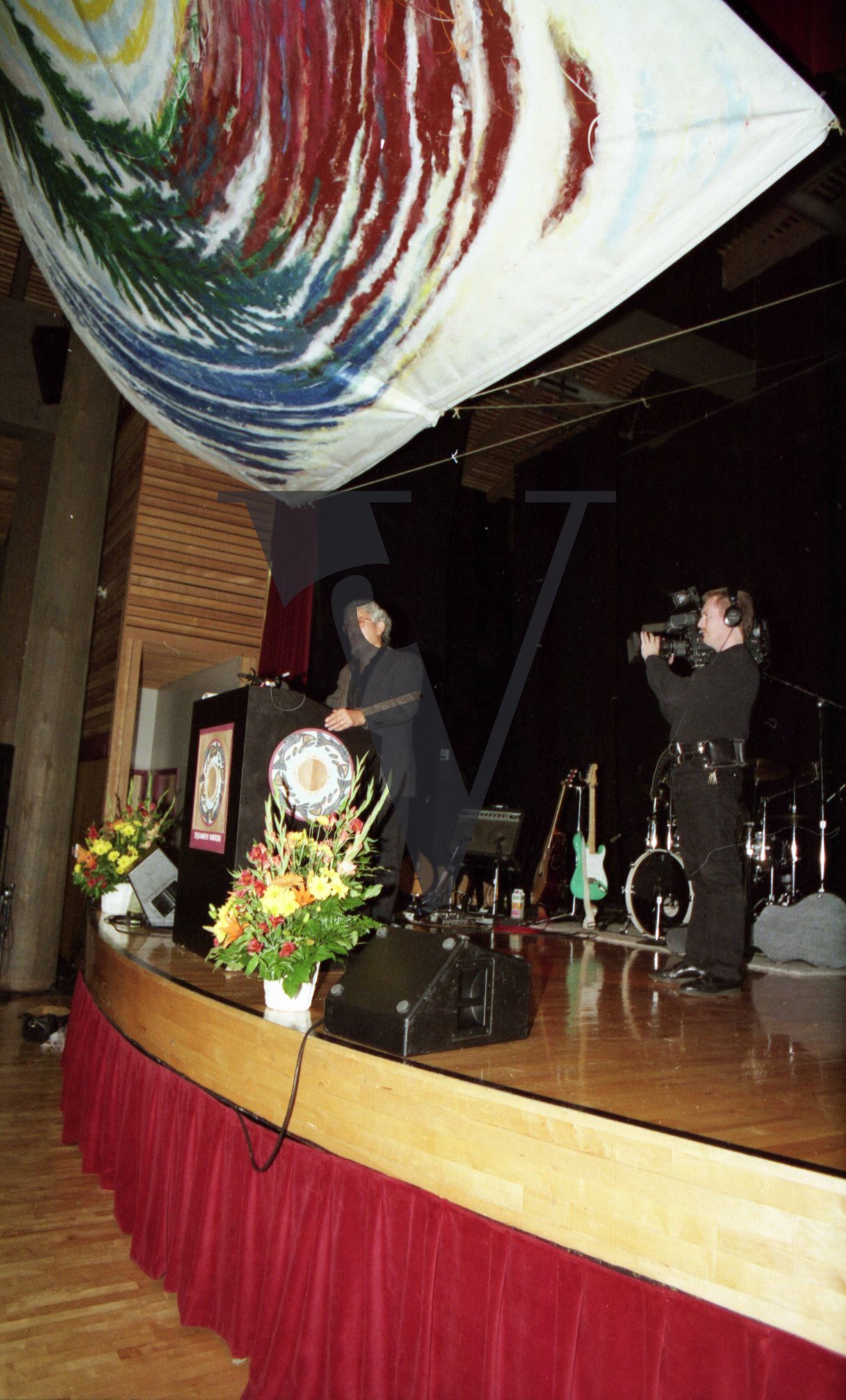 The Sacred Balance, book launch, David Suzuki, lectern, Squamish Nation, stage shot, camera.