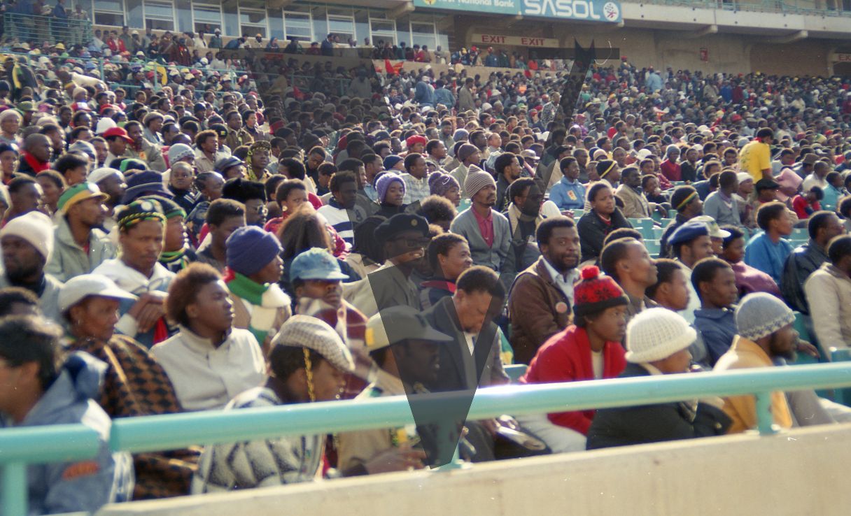 South Africa, Johannesburg, FNB Stadium, ANC rally, crowds.