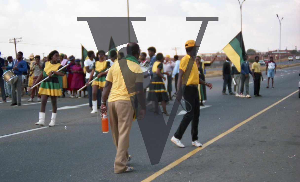 South Africa, ANC parade, road, cars, uniform.