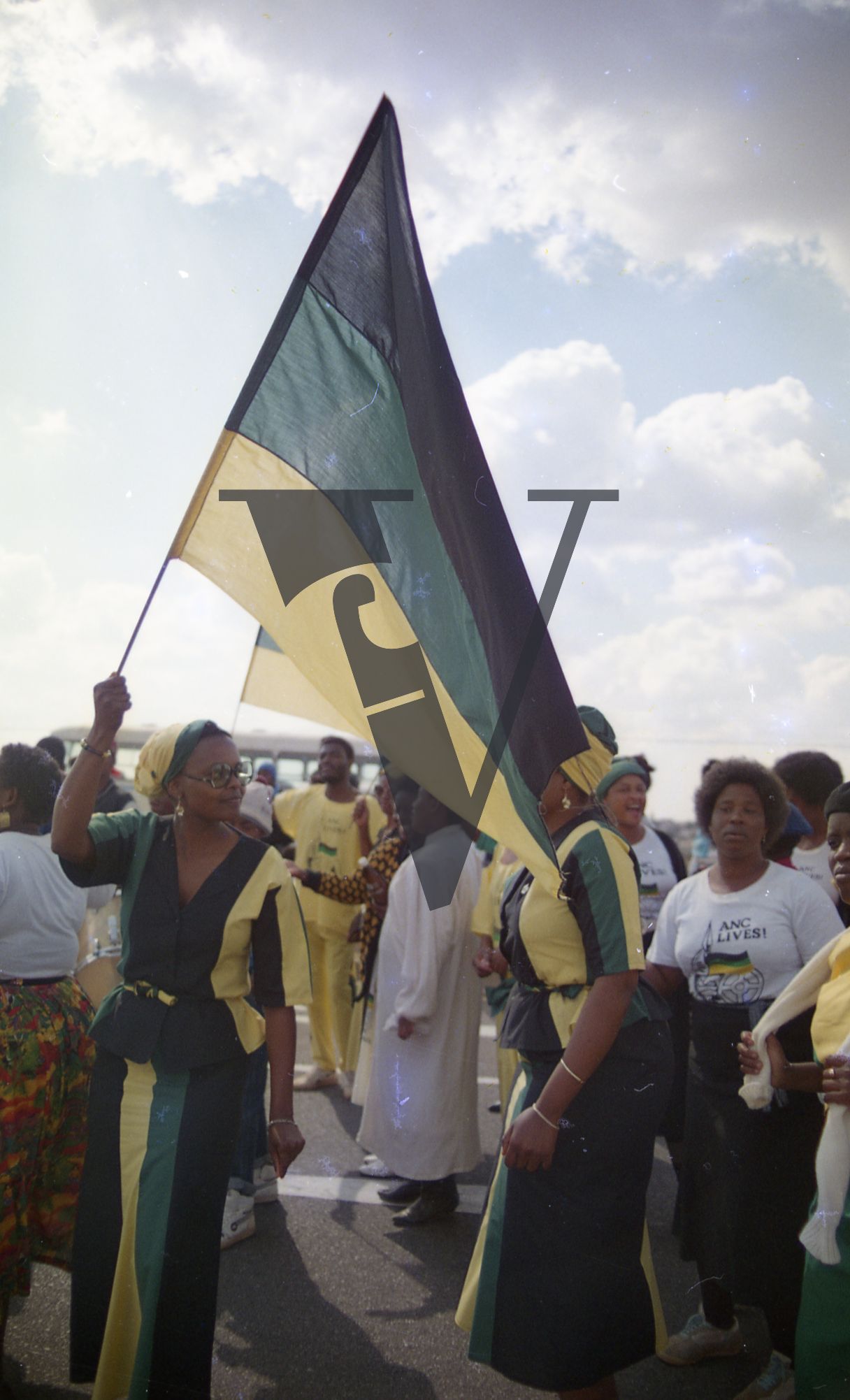 South Africa, ANC parade, road, flag.