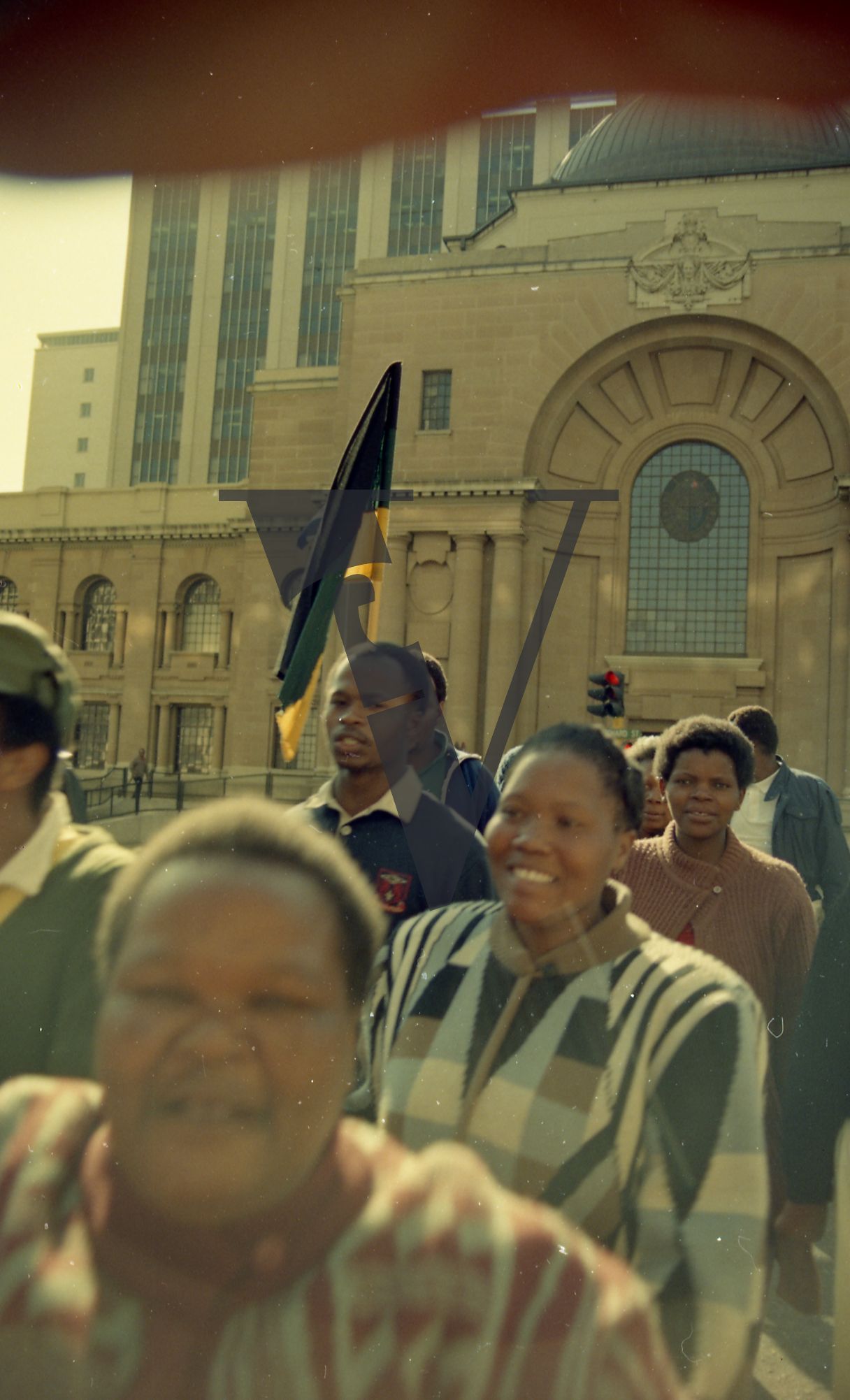 South Africa, Johannesburg, marching group, ANC supporters, flag.