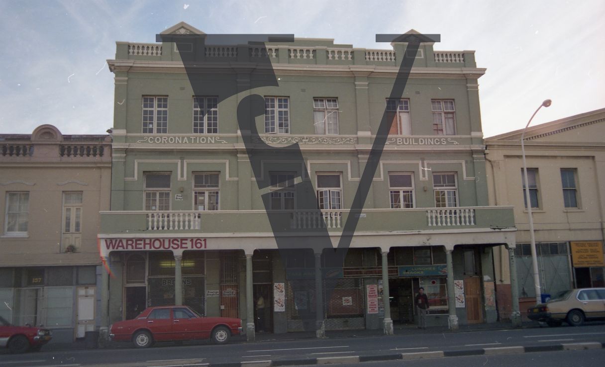 South Africa, Cape Town, street scene, building facade.