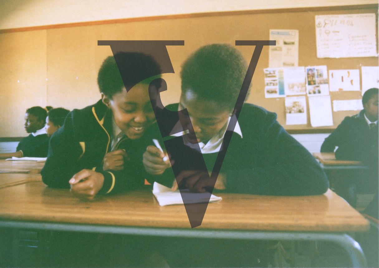 South Africa, schoolgirls, classroom.