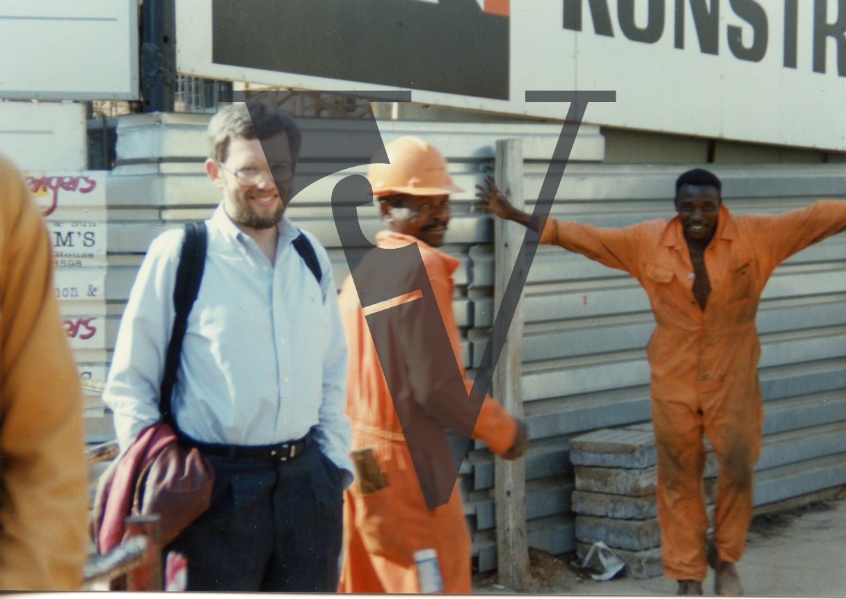 South Africa, Harvey McKinnon, author, workmen, smiling, portrait.