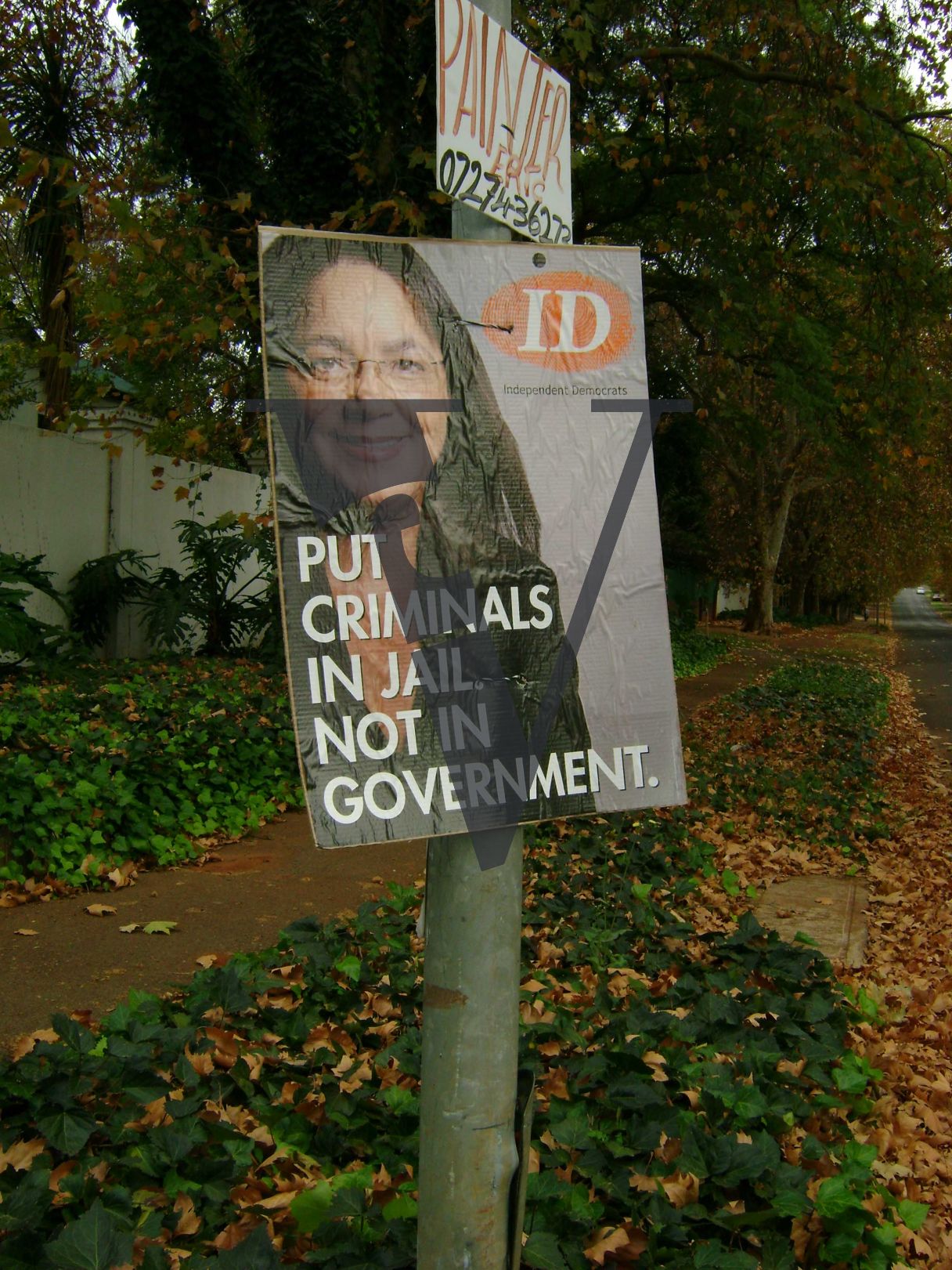 Johannesburg, politcal poster, Independent Democrats - Put Criminals In Jail, Not Government.