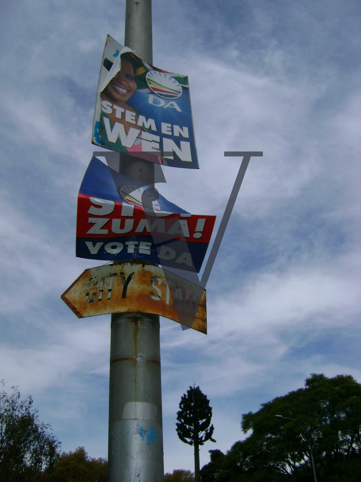 Johannesburg, political posters, Stem En Wen, Vote Da, City Stad.