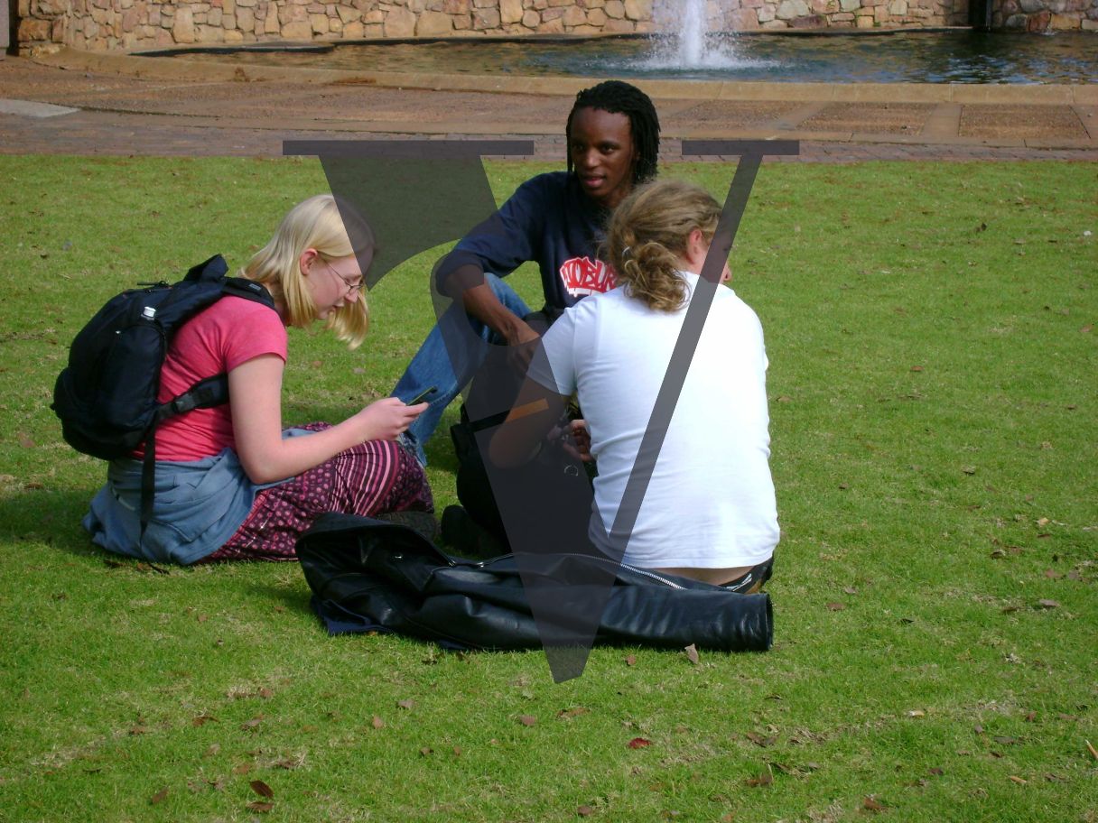 Johannesburg, Wits University, campus, students talking.