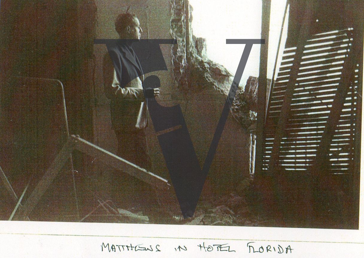 Spain, Madrid, Hotel Florida, Herbert Matthews, profile, artillery damage.