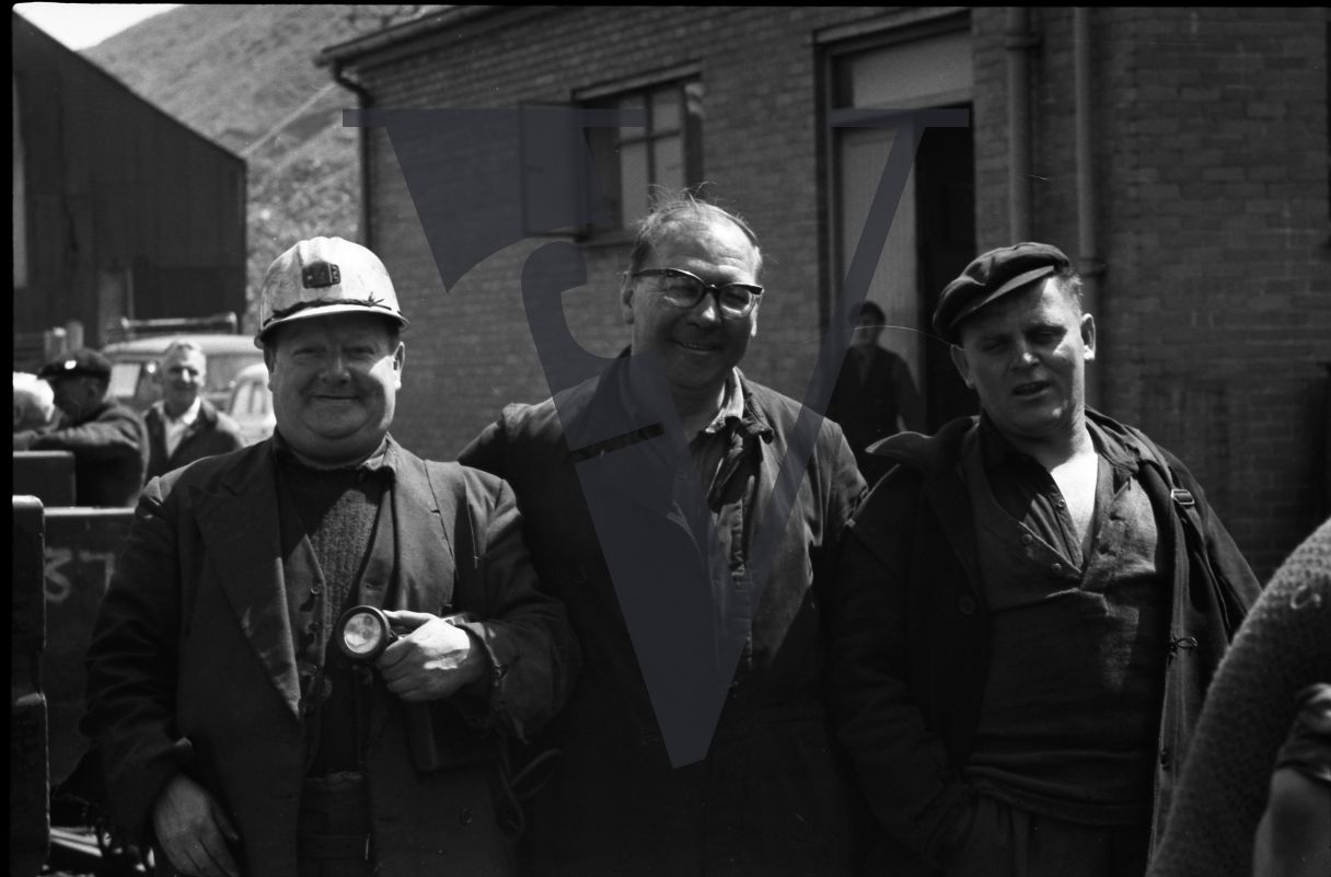 Tonypandy, Wales, Mining Community, smiling miners, portrait.