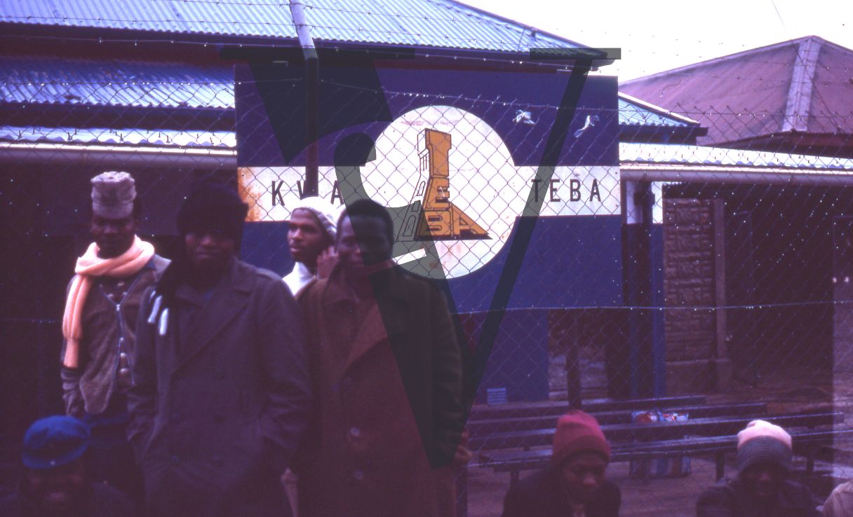 South Africa, Transkei, migrant workers, KwaTeba logo.