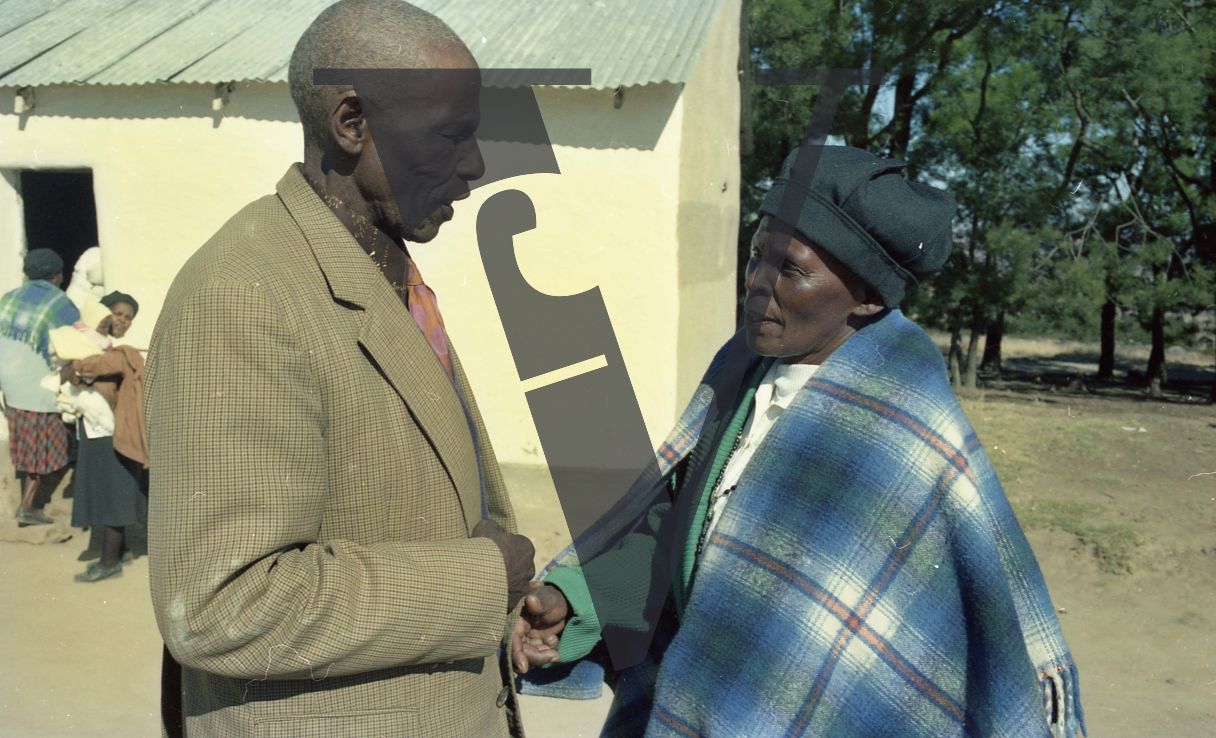 South Africa, Transkei, elderly man and woman, profile, candid.